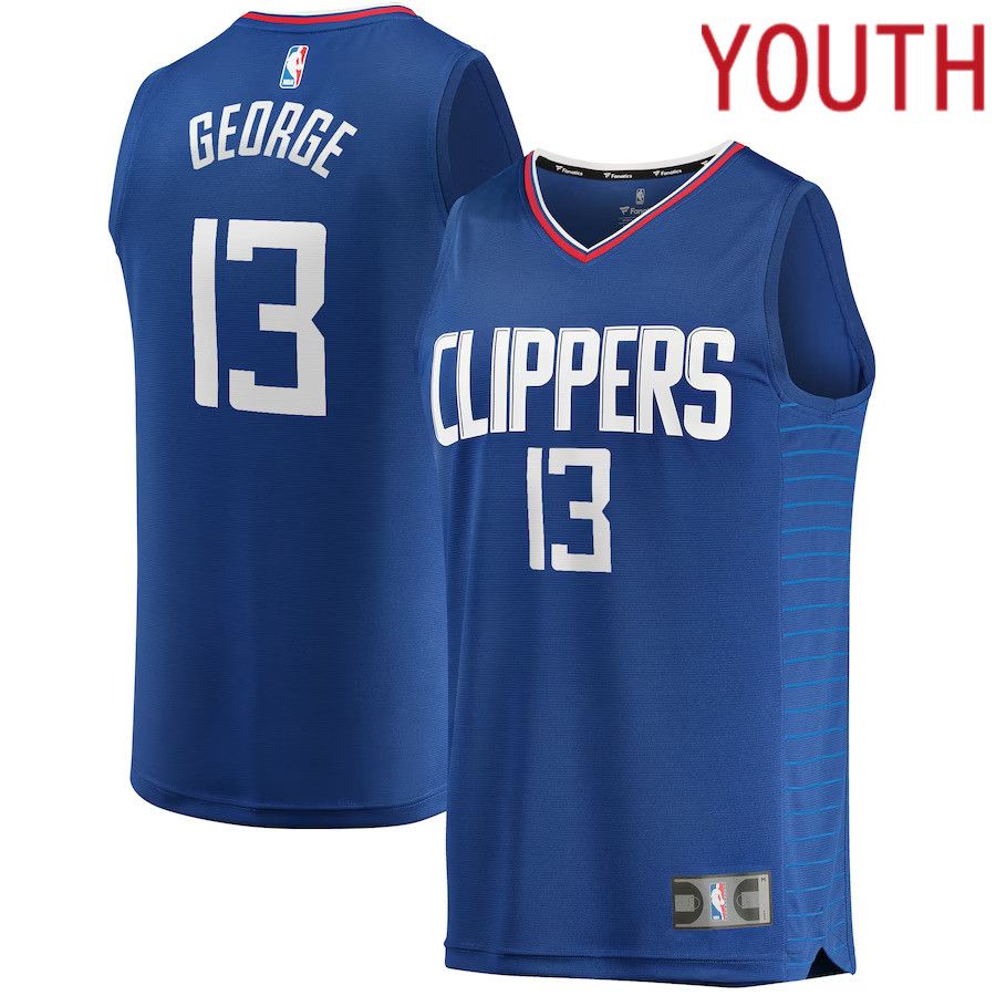 Youth Los Angeles Clippers 13 Paul George Fanatics Branded Royal Fast Break Replica NBA Jersey